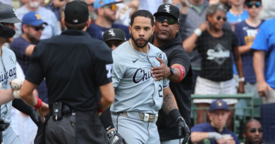 Pham has fighting words after play at home plate