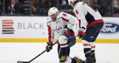 Ovechkin scores 2, leaves Caps' win with injury