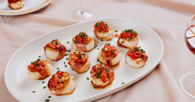 Prosciutto-Wrapped Scallops With Romesco