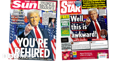 Newspaper headlines: 'You're rehired' and 'Well, this is awkward!' – BBC.com