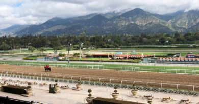 Santa Anita racing ppd., track used for fire relief